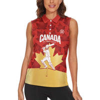 Custom Canada Cricket Women Sleeveless Polo Shirt Come On Maple Leaf