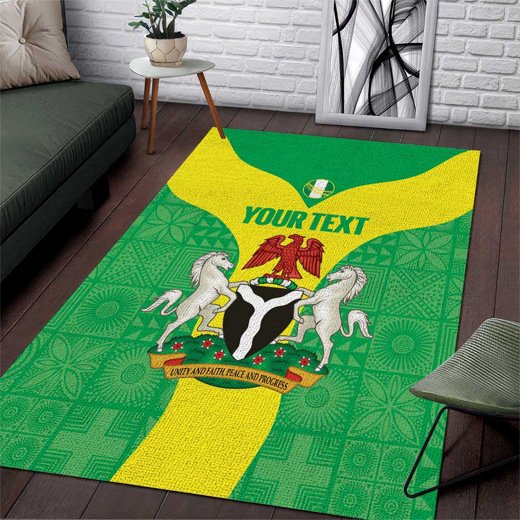 Custom Nigeria Cricket Area Rug Go Yellow Greens - Wonder Print Shop