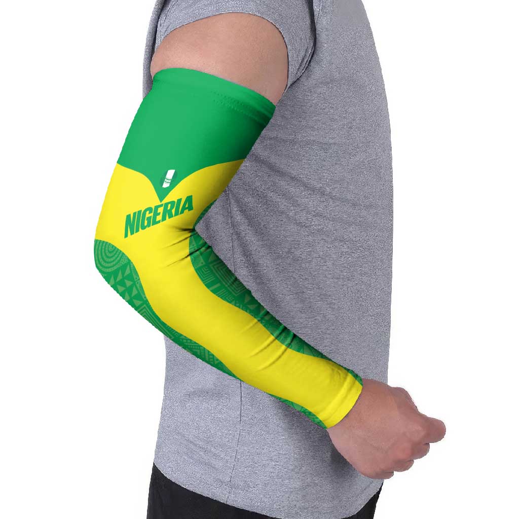 Custom Nigeria Cricket Arm Sleeves Go Yellow Greens - Wonder Print Shop