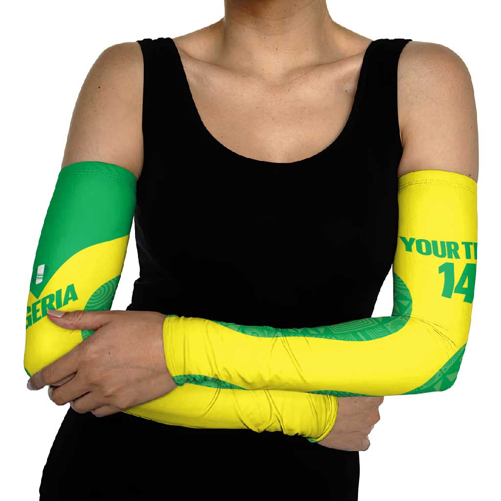Custom Nigeria Cricket Arm Sleeves Go Yellow Greens - Wonder Print Shop