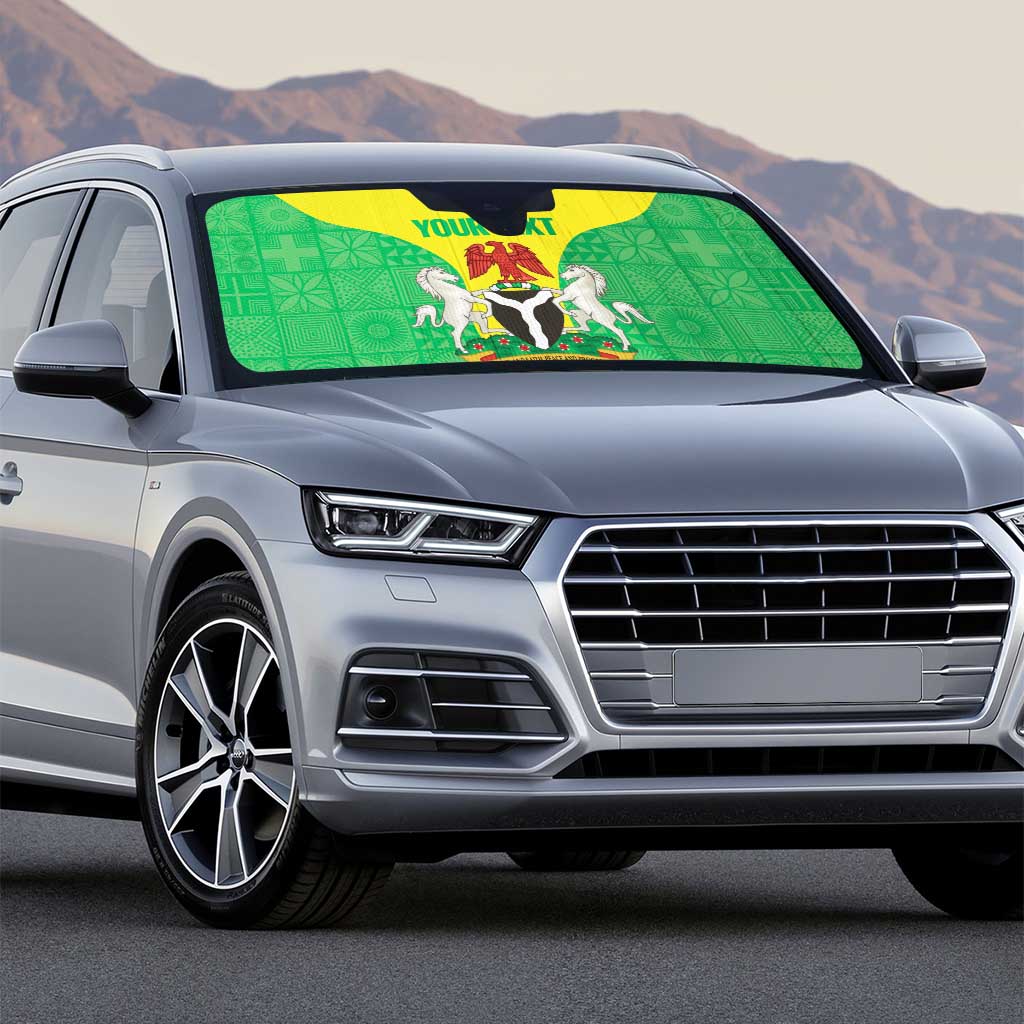 Custom Nigeria Cricket Auto Sun Shade Go Yellow Greens - Wonder Print Shop