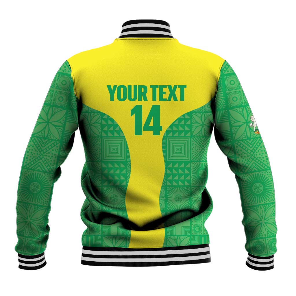 Custom Nigeria Cricket Baseball Jacket Go Yellow Greens - Wonder Print Shop