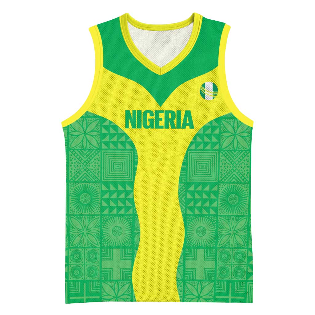 Custom Nigeria Cricket Basketball Jersey Go Yellow Greens - Wonder Print Shop