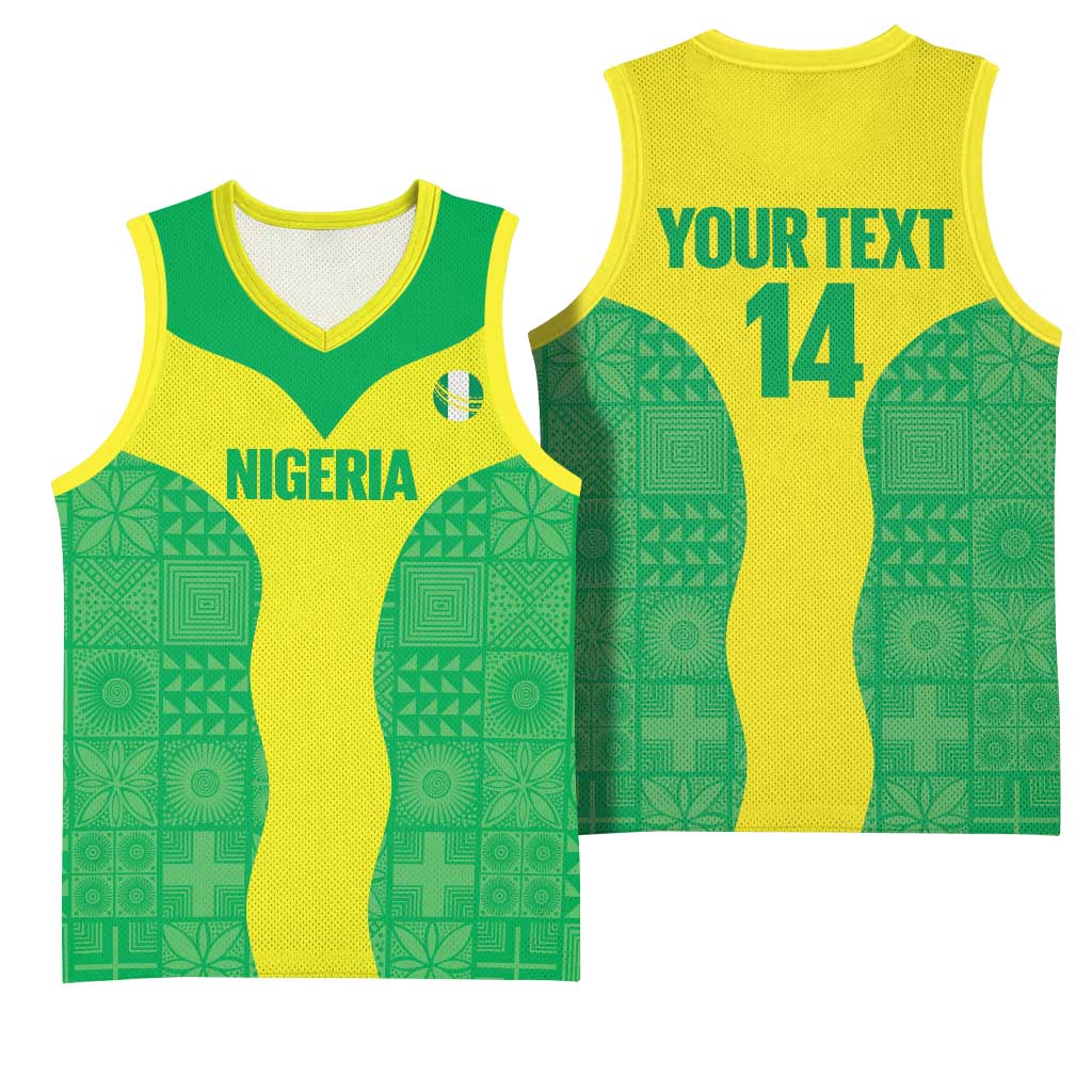 Custom Nigeria Cricket Basketball Jersey Go Yellow Greens - Wonder Print Shop