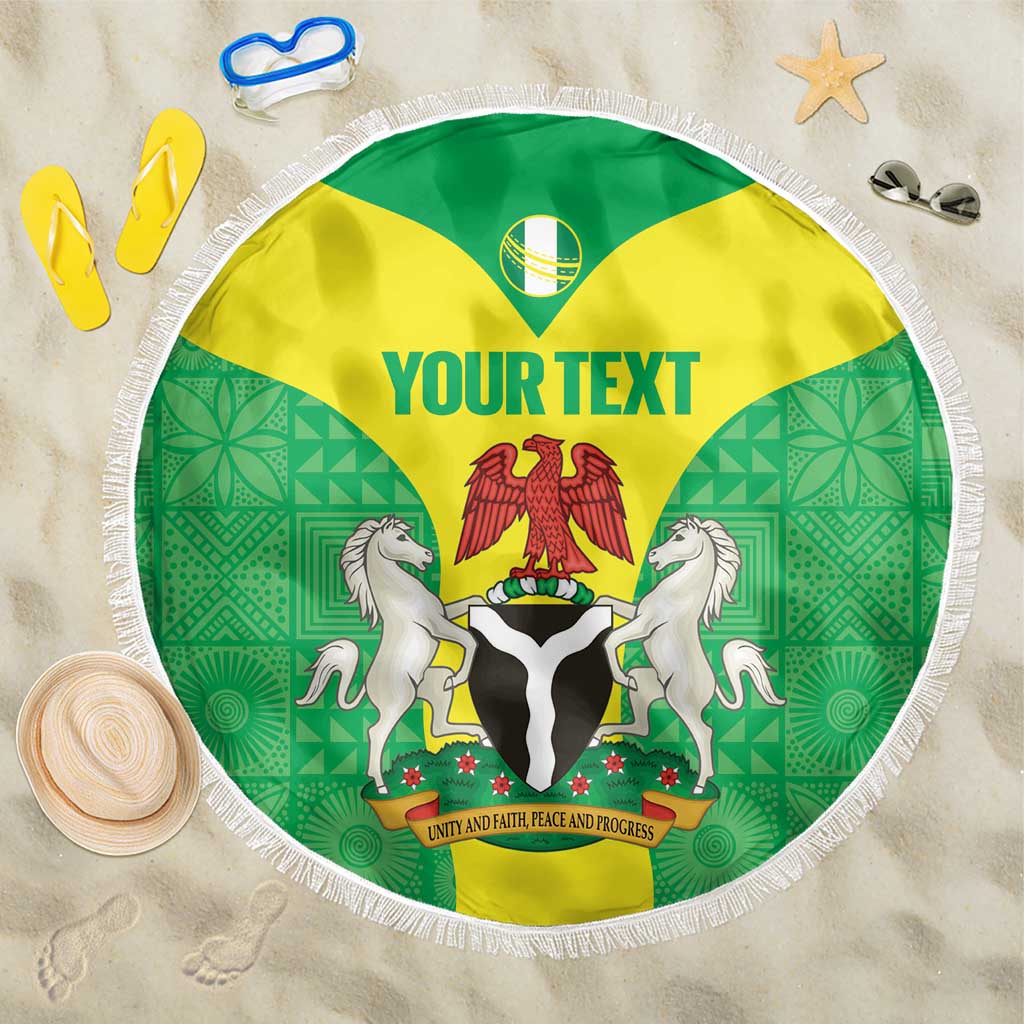 Custom Nigeria Cricket Beach Blanket Go Yellow Greens - Wonder Print Shop