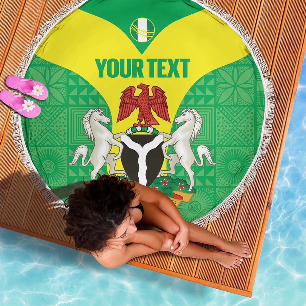 Custom Nigeria Cricket Beach Blanket Go Yellow Greens - Wonder Print Shop