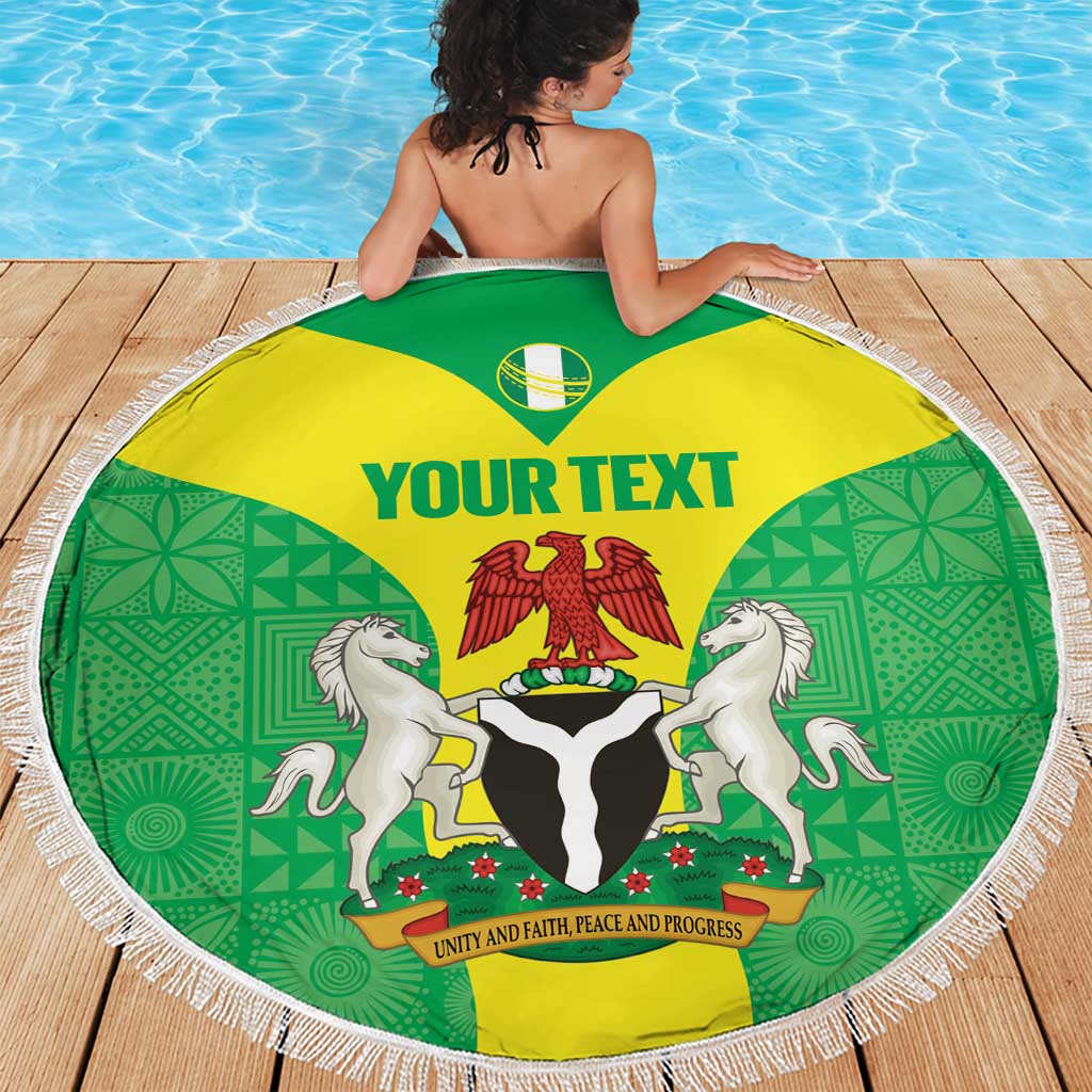 Custom Nigeria Cricket Beach Blanket Go Yellow Greens - Wonder Print Shop