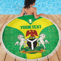 Custom Nigeria Cricket Beach Blanket Go Yellow Greens - Wonder Print Shop