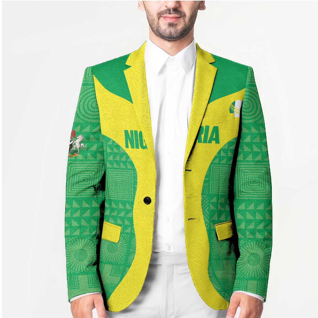 Custom Nigeria Cricket Blazer Go Yellow Greens - Wonder Print Shop