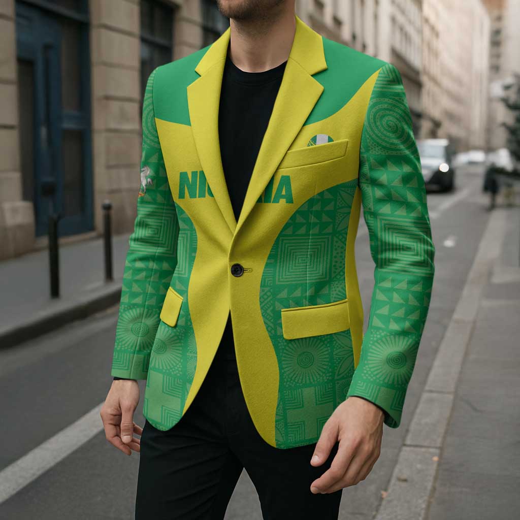 Custom Nigeria Cricket Blazer Go Yellow Greens - Wonder Print Shop