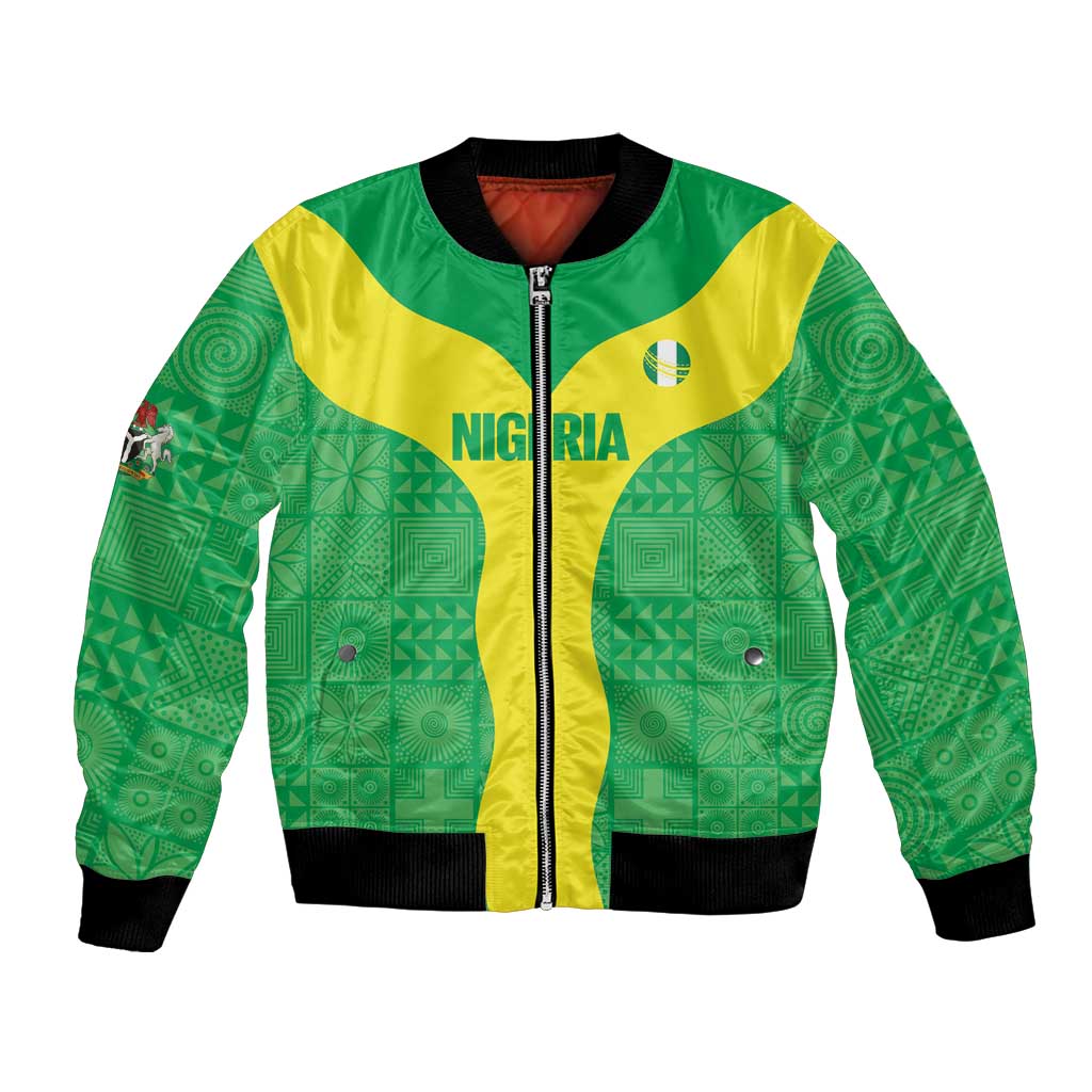 Custom Nigeria Cricket Bomber Jacket Go Yellow Greens - Wonder Print Shop