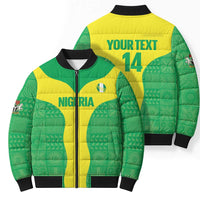 Custom Nigeria Cricket Bomber Puffer Jacket Go Yellow Greens - Wonder Print Shop