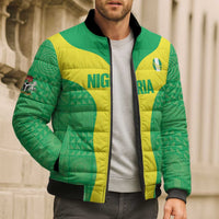 Custom Nigeria Cricket Bomber Puffer Jacket Go Yellow Greens - Wonder Print Shop