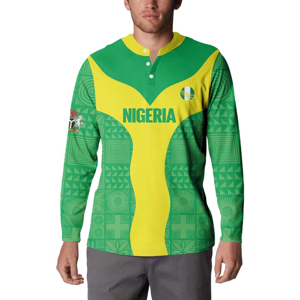 Custom Nigeria Cricket Button Sweatshirt Go Yellow Greens - Wonder Print Shop