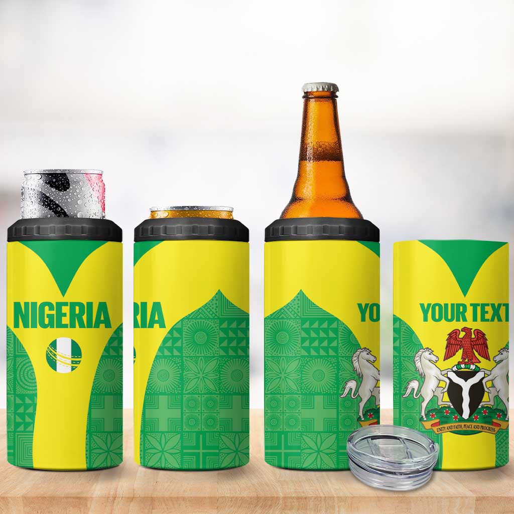 Custom Nigeria Cricket 4 in 1 Can Cooler Tumbler Go Yellow Greens - Wonder Print Shop