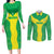 Custom Nigeria Cricket Couples Matching Long Sleeve Bodycon Dress and Long Sleeve Button Shirt Go Yellow Greens - Wonder Print Shop