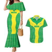 Custom Nigeria Cricket Couples Matching Mermaid Dress and Hawaiian Shirt Go Yellow Greens - Wonder Print Shop
