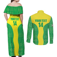 Custom Nigeria Cricket Couples Matching Off Shoulder Maxi Dress and Long Sleeve Button Shirt Go Yellow Greens - Wonder Print Shop