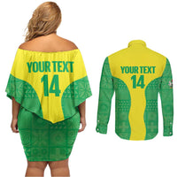 Custom Nigeria Cricket Couples Matching Off Shoulder Short Dress and Long Sleeve Button Shirt Go Yellow Greens - Wonder Print Shop