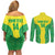 Custom Nigeria Cricket Couples Matching Off Shoulder Short Dress and Long Sleeve Button Shirt Go Yellow Greens - Wonder Print Shop