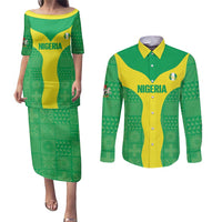 Custom Nigeria Cricket Couples Matching Puletasi and Long Sleeve Button Shirt Go Yellow Greens - Wonder Print Shop