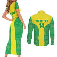 Custom Nigeria Cricket Couples Matching Short Sleeve Bodycon Dress and Long Sleeve Button Shirt Go Yellow Greens - Wonder Print Shop