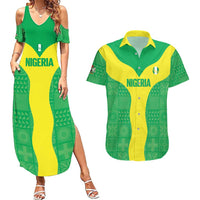 Custom Nigeria Cricket Couples Matching Summer Maxi Dress and Hawaiian Shirt Go Yellow Greens - Wonder Print Shop