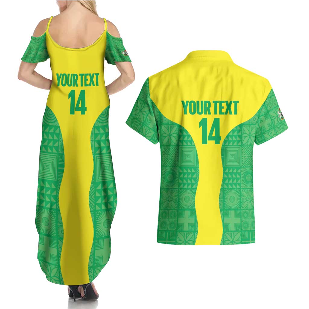Custom Nigeria Cricket Couples Matching Summer Maxi Dress and Hawaiian Shirt Go Yellow Greens - Wonder Print Shop
