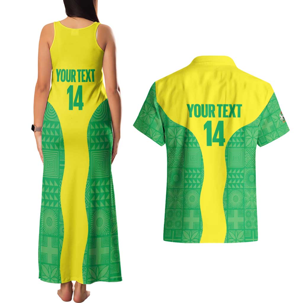 Custom Nigeria Cricket Couples Matching Tank Maxi Dress and Hawaiian Shirt Go Yellow Greens - Wonder Print Shop