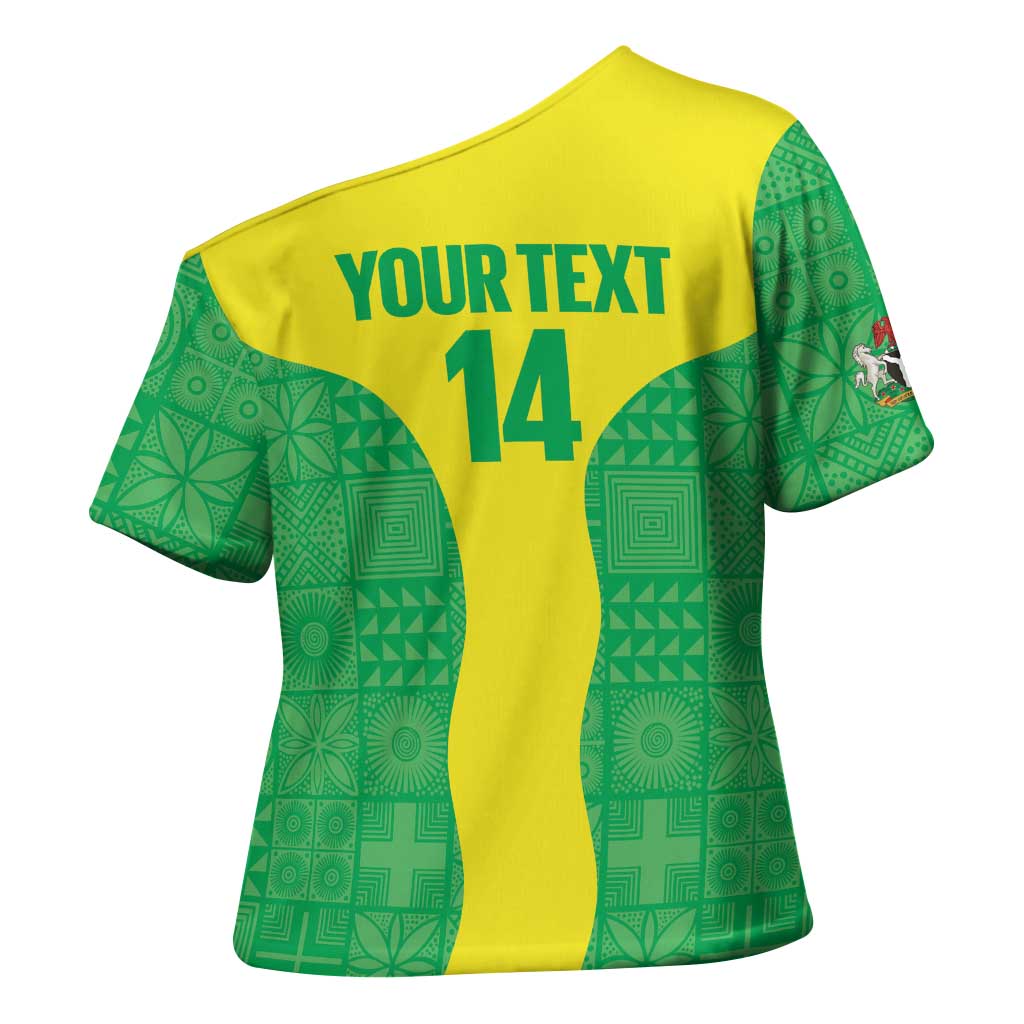 Custom Nigeria Cricket Cross Shoulder Shirt Go Yellow Greens - Wonder Print Shop