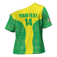 Custom Nigeria Cricket Cross Shoulder Shirt Go Yellow Greens - Wonder Print Shop