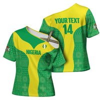 Custom Nigeria Cricket Cross Shoulder Shirt Go Yellow Greens - Wonder Print Shop