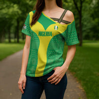 Custom Nigeria Cricket Cross Shoulder Shirt Go Yellow Greens - Wonder Print Shop