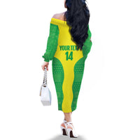 Custom Nigeria Cricket Family Matching Off The Shoulder Long Sleeve Dress and Hawaiian Shirt Go Yellow Greens - Wonder Print Shop