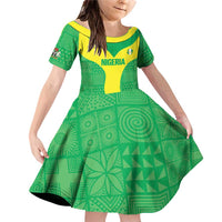Custom Nigeria Cricket Family Matching Off Shoulder Short Dress and Hawaiian Shirt Go Yellow Greens - Wonder Print Shop