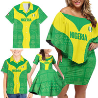 Custom Nigeria Cricket Family Matching Off Shoulder Short Dress and Hawaiian Shirt Go Yellow Greens - Wonder Print Shop