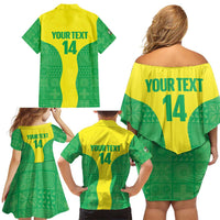 Custom Nigeria Cricket Family Matching Off Shoulder Short Dress and Hawaiian Shirt Go Yellow Greens - Wonder Print Shop