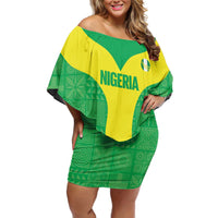 Custom Nigeria Cricket Family Matching Off Shoulder Short Dress and Hawaiian Shirt Go Yellow Greens - Wonder Print Shop