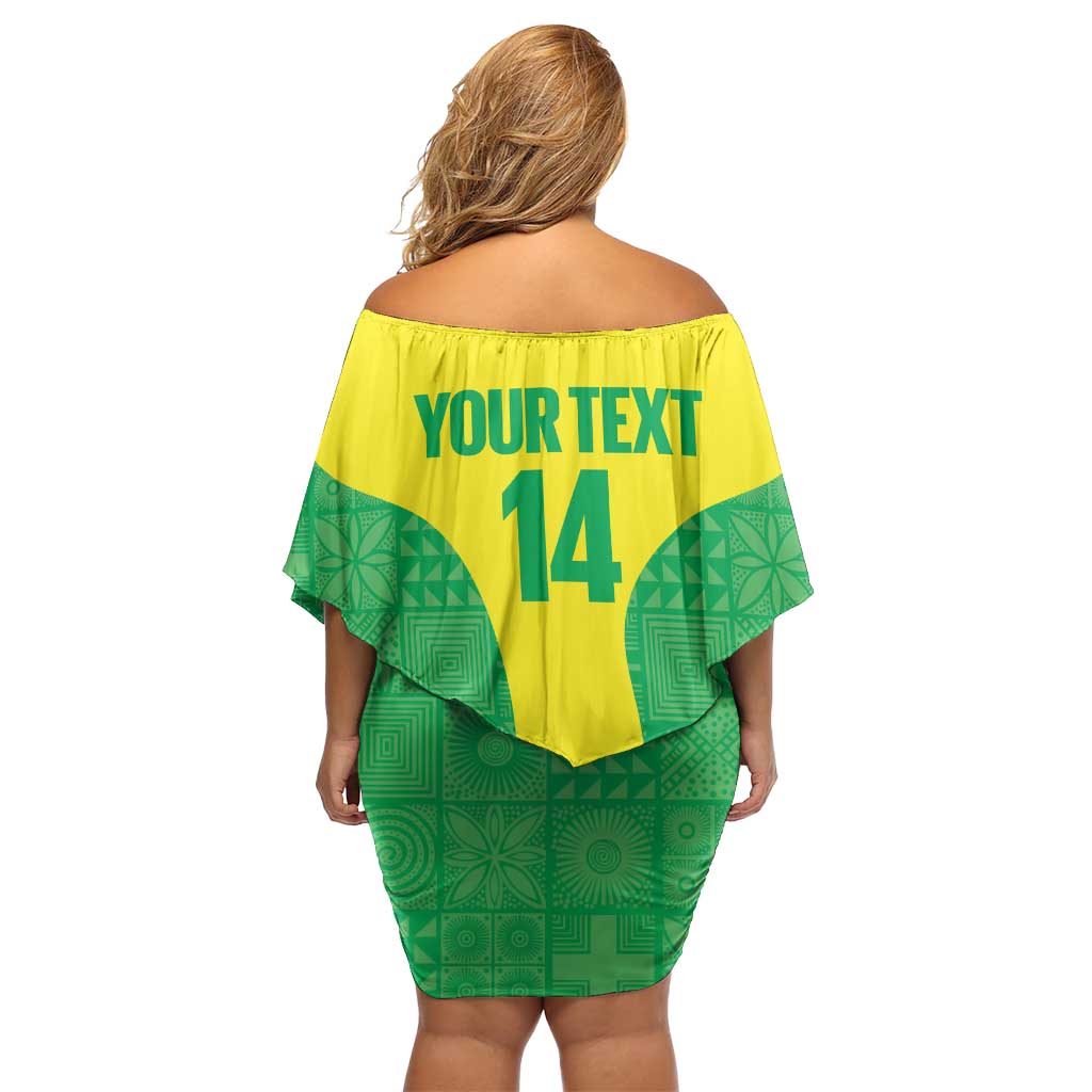 Custom Nigeria Cricket Family Matching Off Shoulder Short Dress and Hawaiian Shirt Go Yellow Greens - Wonder Print Shop