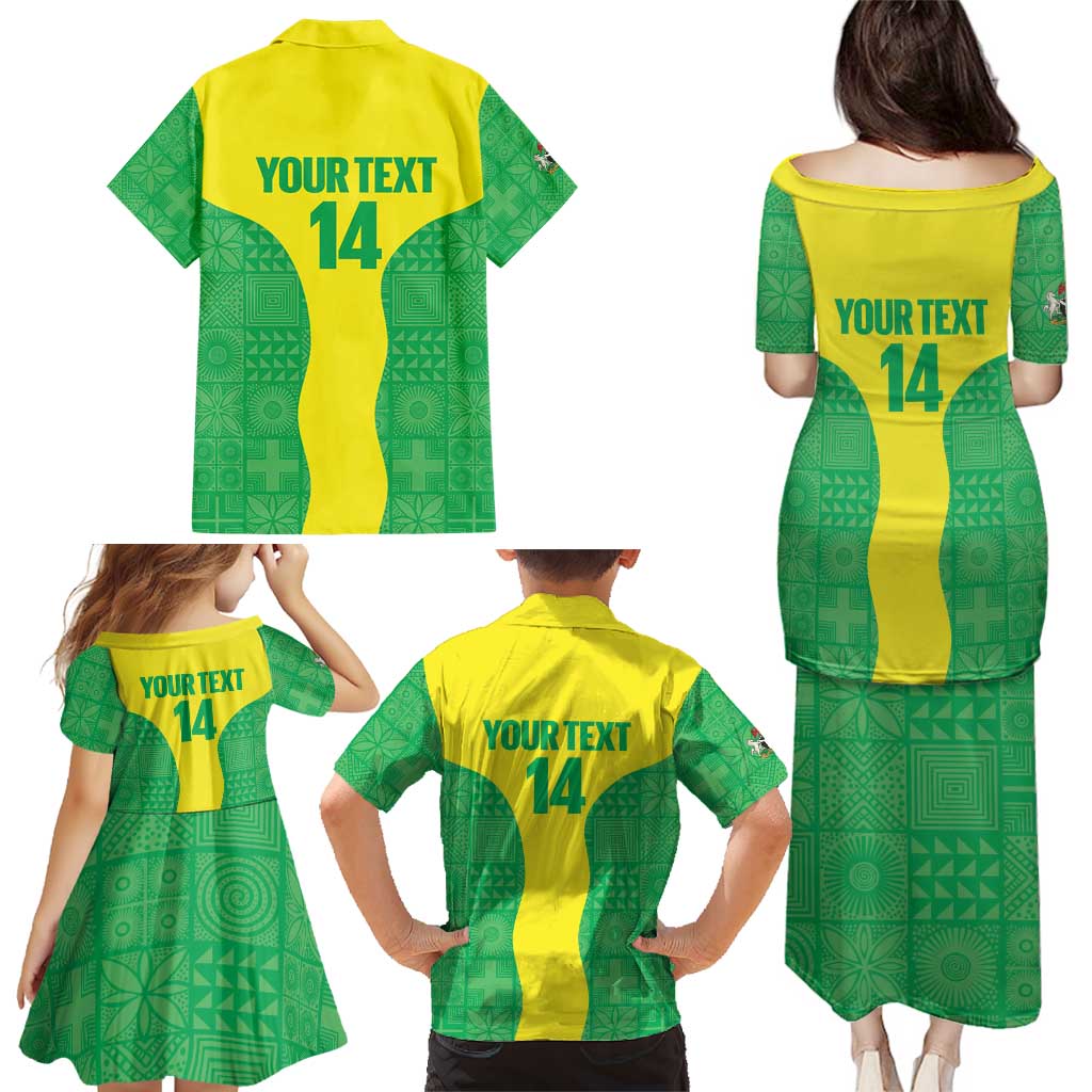Custom Nigeria Cricket Family Matching Puletasi and Hawaiian Shirt Go Yellow Greens - Wonder Print Shop