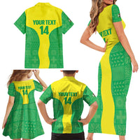 Custom Nigeria Cricket Family Matching Short Sleeve Bodycon Dress and Hawaiian Shirt Go Yellow Greens - Wonder Print Shop