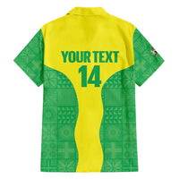 Custom Nigeria Cricket Family Matching Short Sleeve Bodycon Dress and Hawaiian Shirt Go Yellow Greens - Wonder Print Shop