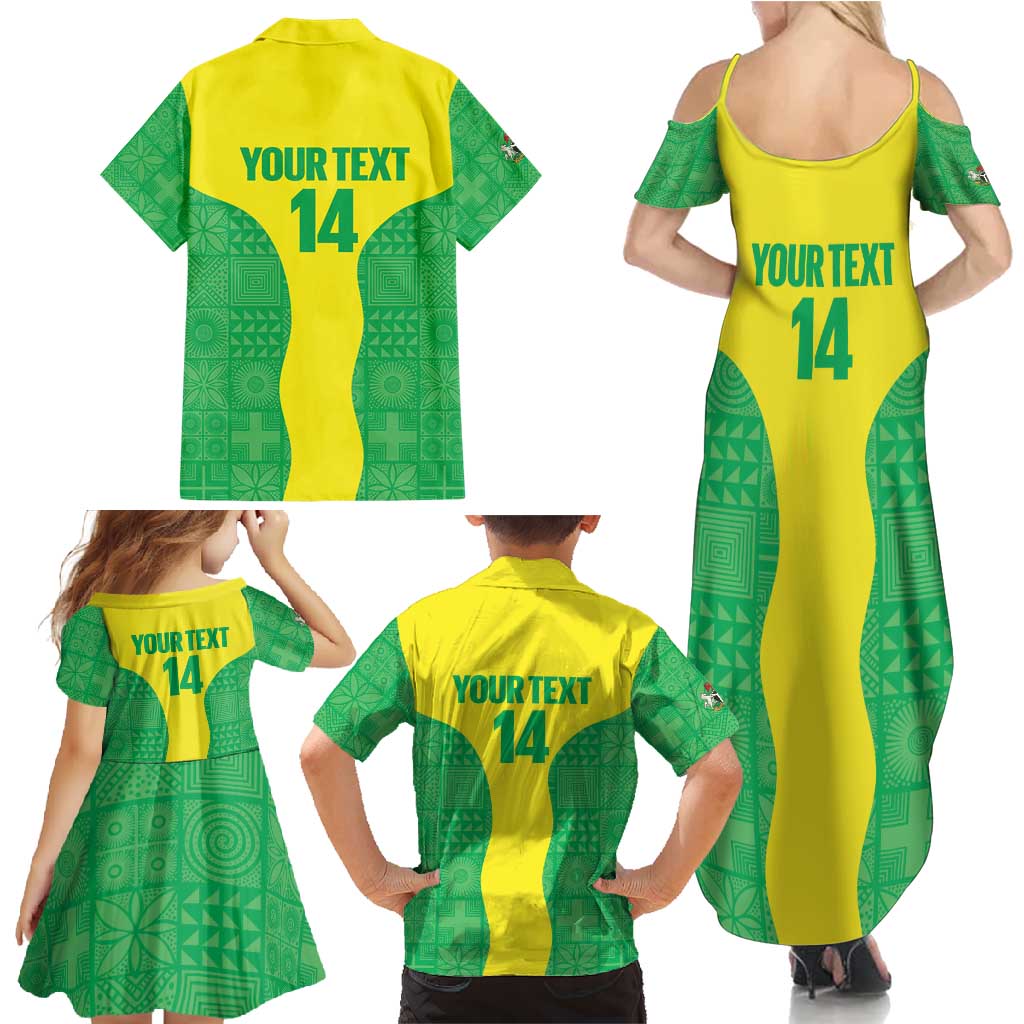 Custom Nigeria Cricket Family Matching Summer Maxi Dress and Hawaiian Shirt Go Yellow Greens - Wonder Print Shop