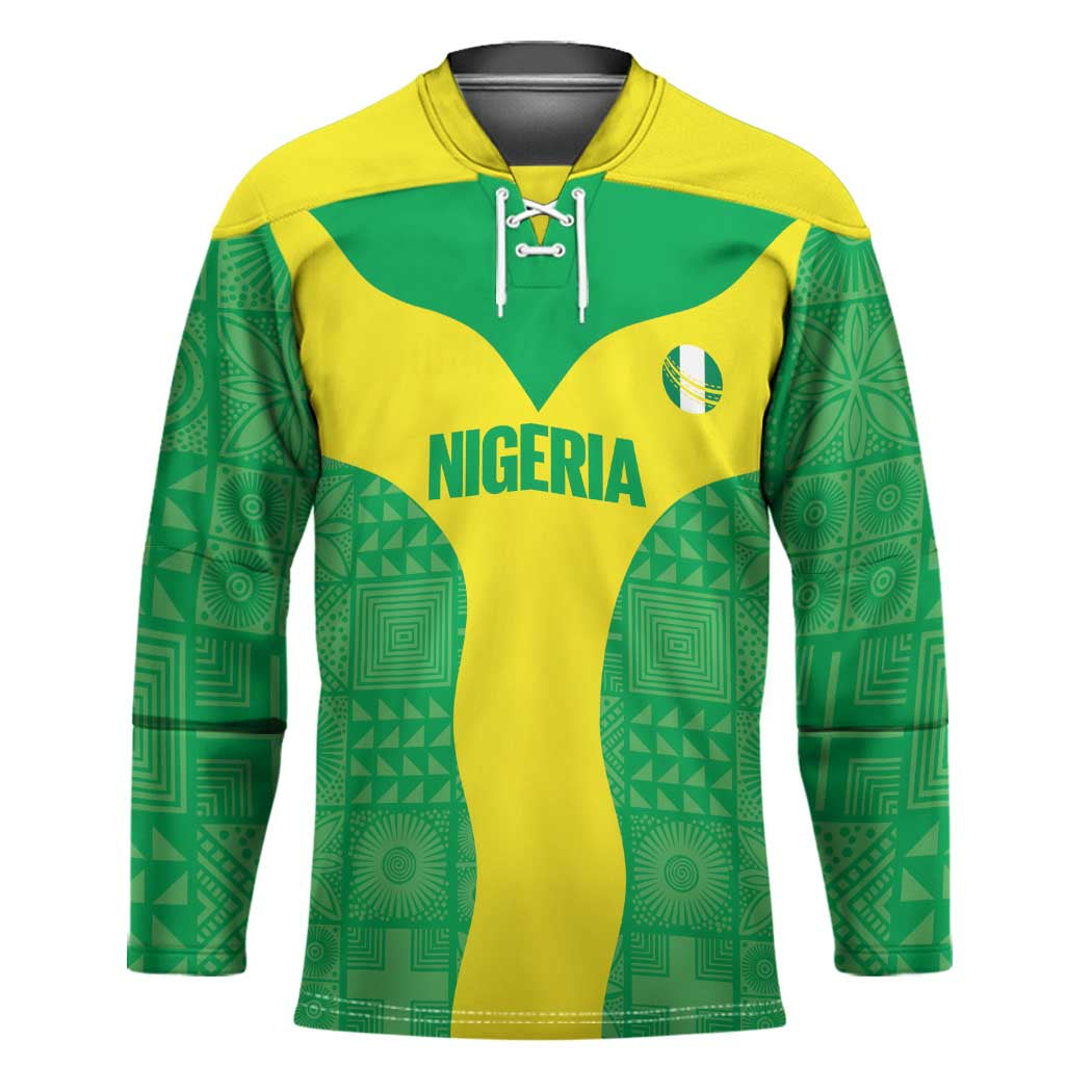 Custom Nigeria Cricket Hockey Jersey Go Yellow Greens - Wonder Print Shop