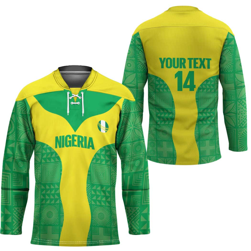 Custom Nigeria Cricket Hockey Jersey Go Yellow Greens - Wonder Print Shop