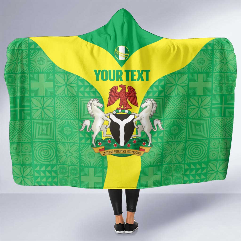 Custom Nigeria Cricket Hooded Blanket Go Yellow Greens - Wonder Print Shop