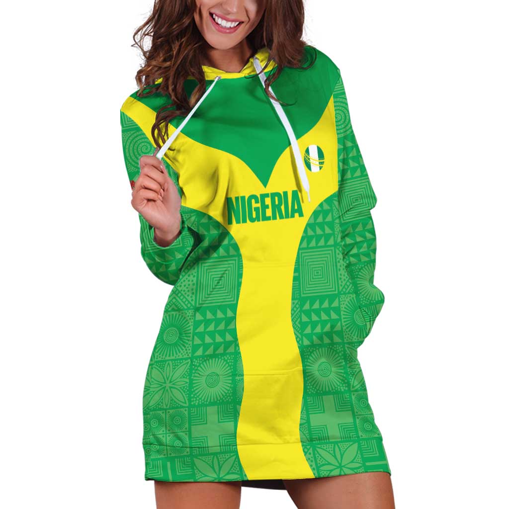 Custom Nigeria Cricket Hoodie Dress Go Yellow Greens - Wonder Print Shop