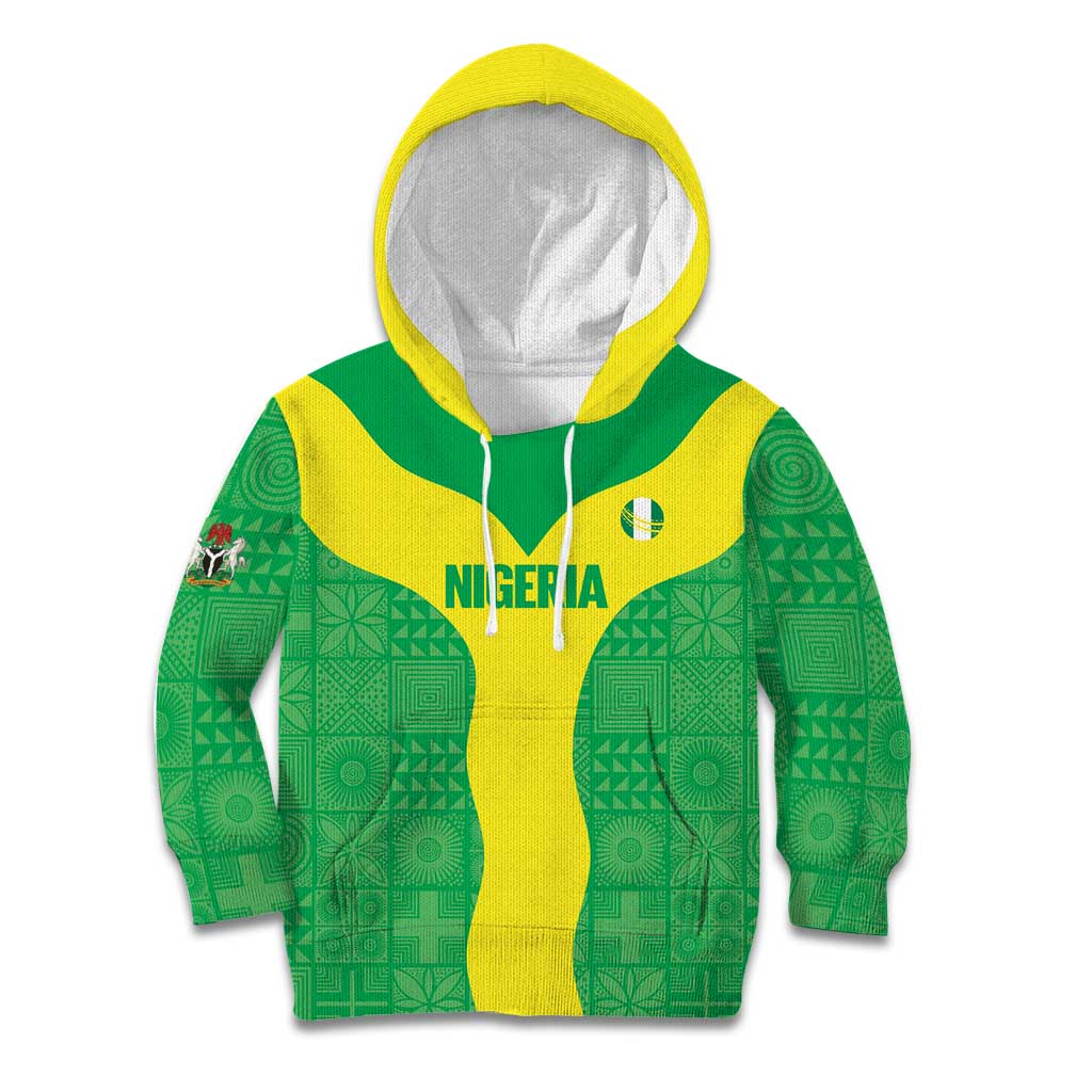 Custom Nigeria Cricket Kid Hoodie Go Yellow Greens - Wonder Print Shop