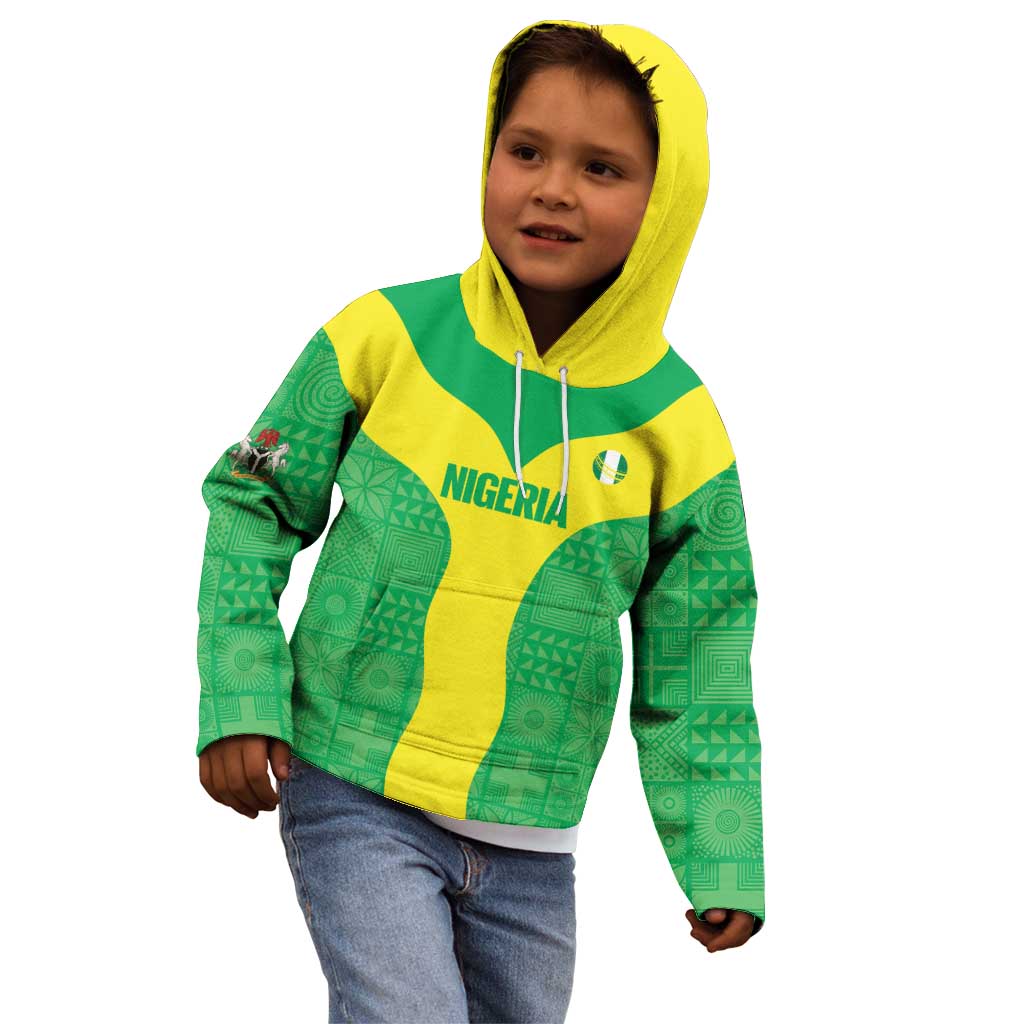 Custom Nigeria Cricket Kid Hoodie Go Yellow Greens - Wonder Print Shop