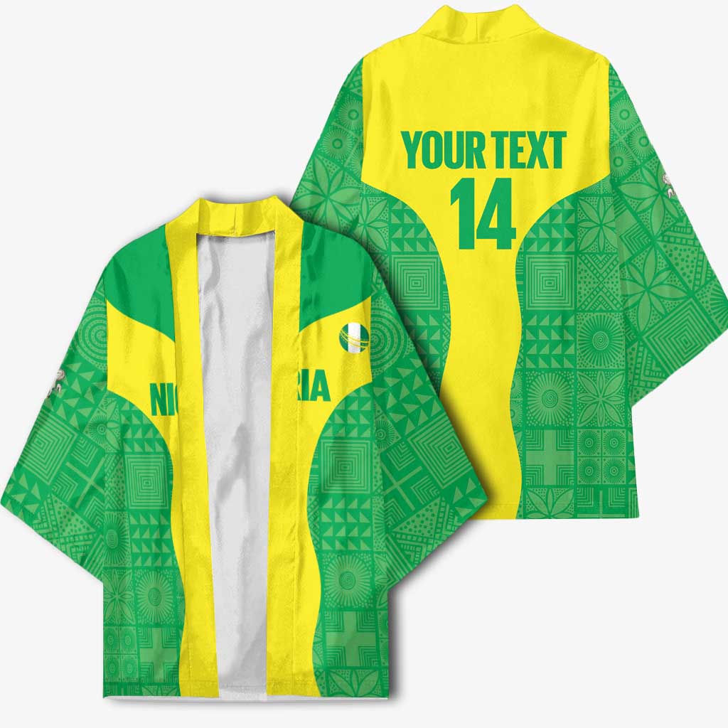 Custom Nigeria Cricket Kimono Go Yellow Greens - Wonder Print Shop